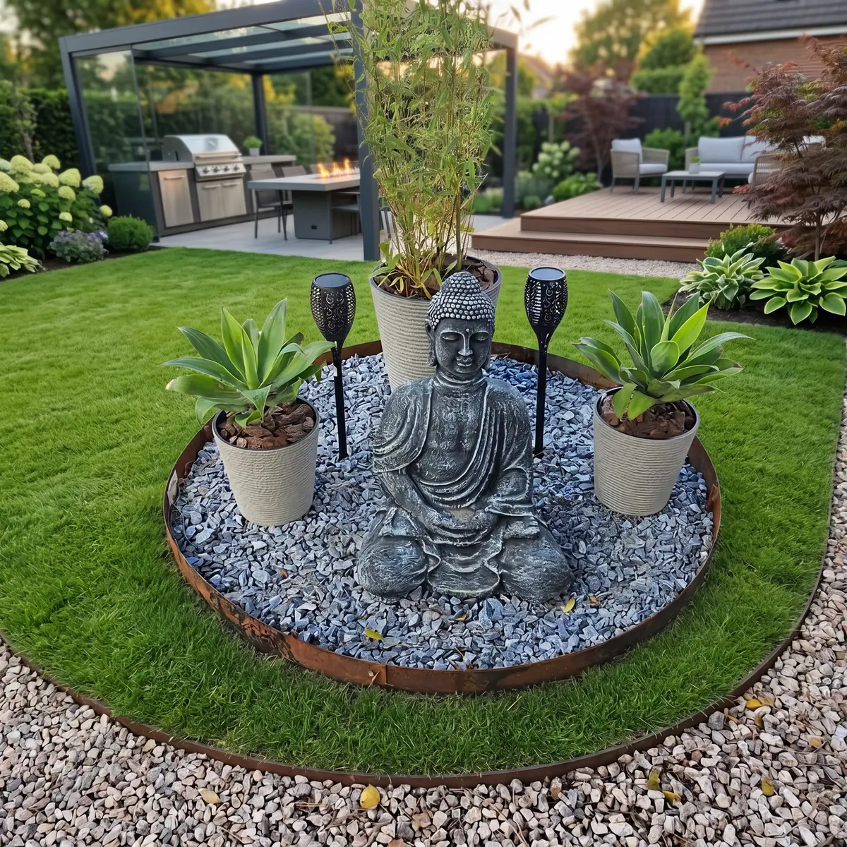 Kit Rincón Zen instalado en un jardín